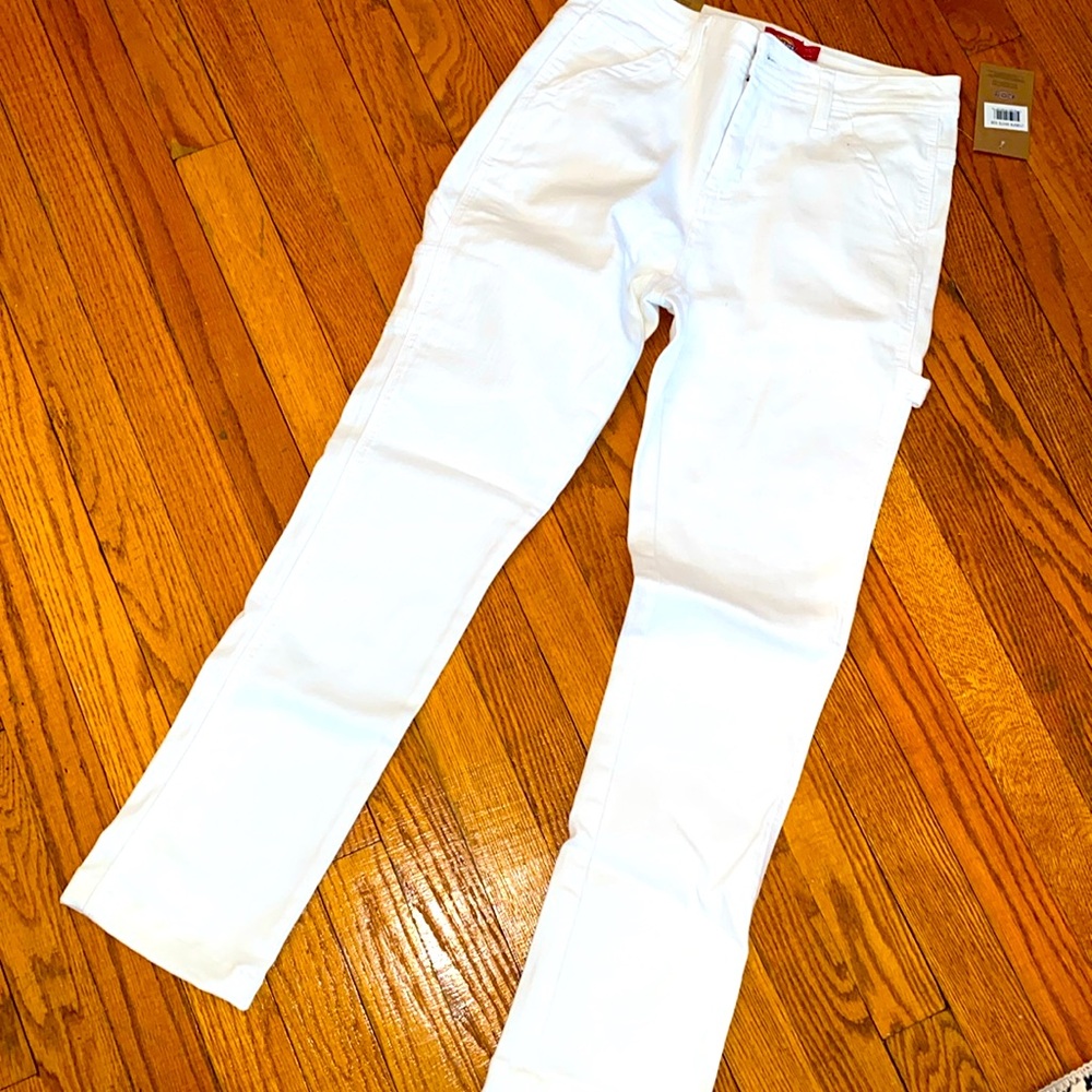 Dickies 3/26 Jr flex white, cotton, spandex, carpenter jeans, straight leg